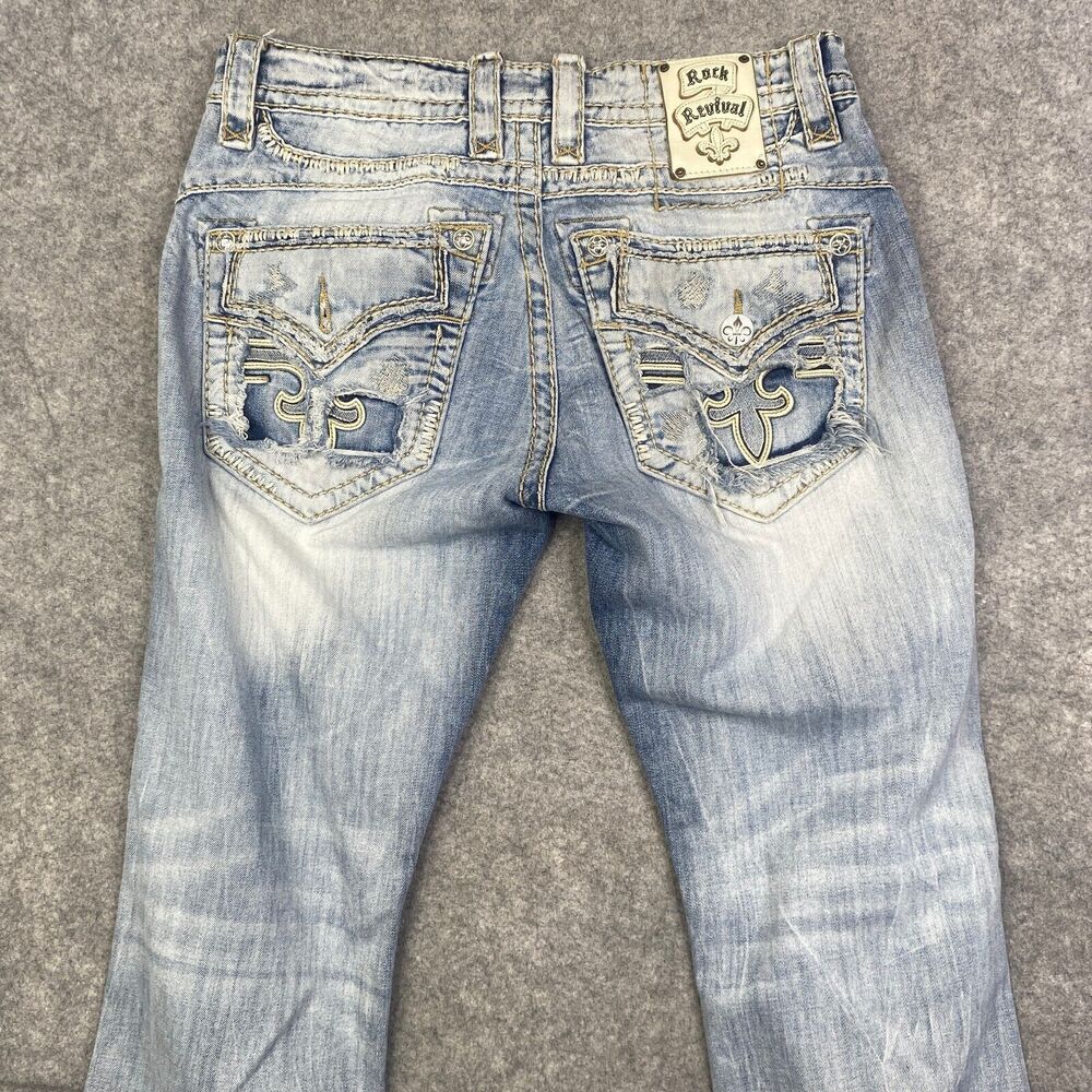 Rock Revival Chester Relaxed Straight Distressed Denim Jeans Men’s 33(33x27)